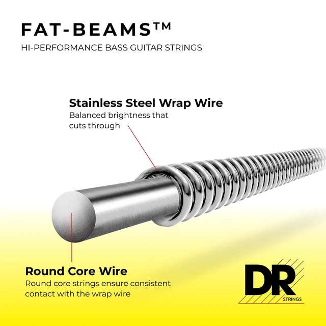 Alt view image 4 of 7 - DR Strings FAT-BEAMS Electric Bass Guitar Strings - .030-.125 Medium