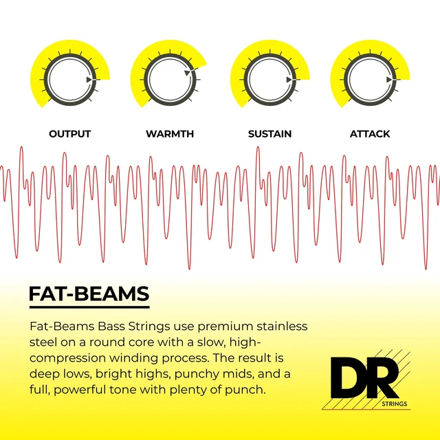 Alt view image 5 of 7 - DR Strings FAT-BEAMS Electric Bass Guitar Strings - .030-.125 Medium