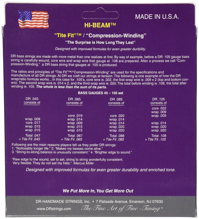 Alt view image 2 of 2 - DR Strings Nickel Lo-Rider - Nickel Plated Hex Core Bass 45-105 (NMH-45)