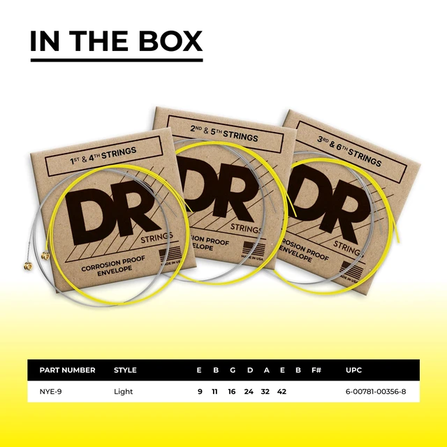 Alt view image 4 of 7 - DR Strings HI-DEF NEON Electric Guitar Strings (NYE-9)