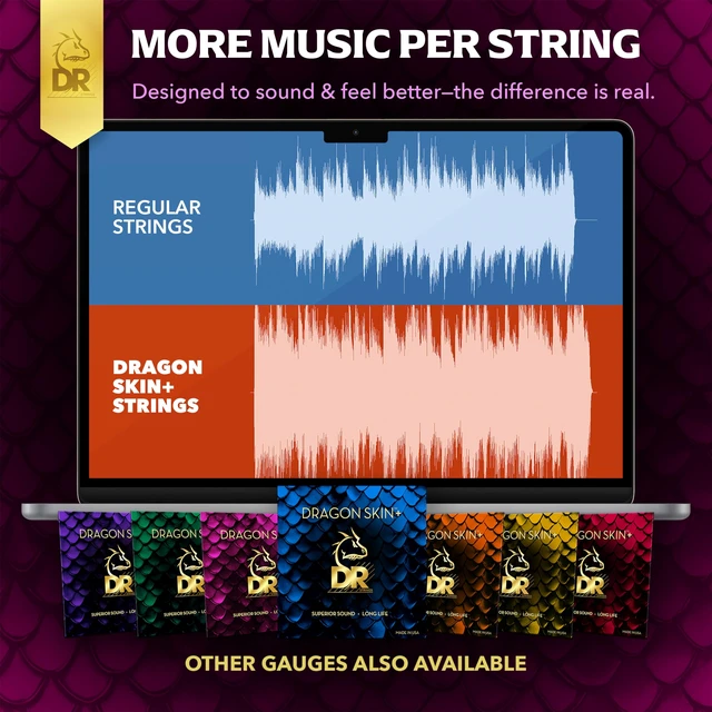 Alt view image 7 of 7 - DR Strings Electric Guitar Strings | DRAGON SKIN+ Coated Quantum Nickel | DEQ-10/52 | Superior Sound with Comfortable Feel & Long Life | Medium to Heavy 10-52 (DEQ-10/52)