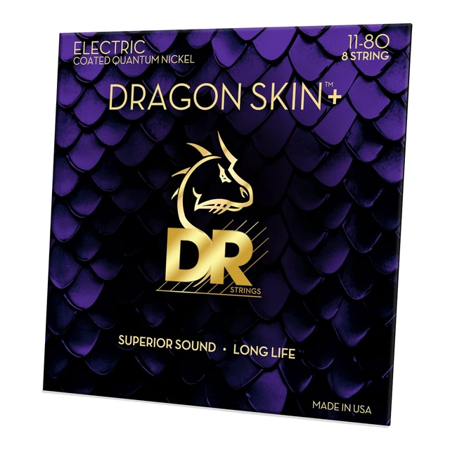 Alt view image 2 of 2 - DRAGON SKIN+ - Coated Quantum Nickel Electric Guitar Strings DEQ-8/11 Superior Sound with Comfortable Feel & Long Life Heavy 8 String 11-80