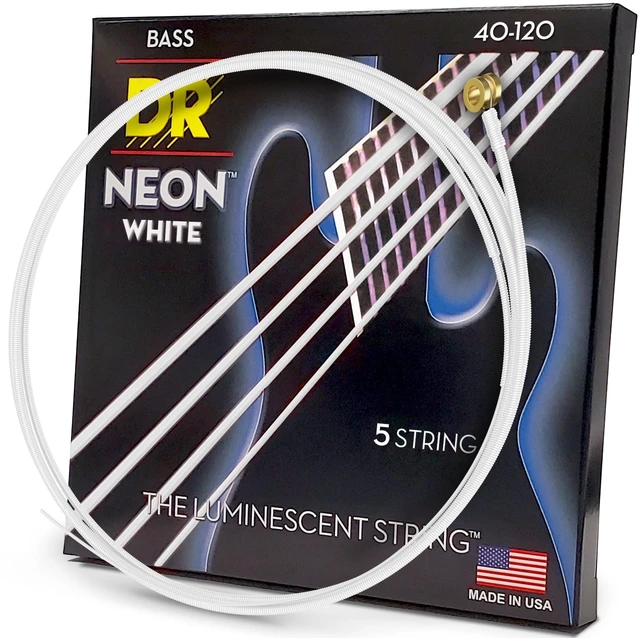 Main image of DR NWB5-40 Neon White Bass Guitar Strings 40-120; 5-string set (NWB5-40)