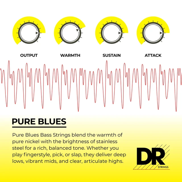 Alt view image 3 of 7 - DR Strings PB-50 Pure Blues Quantum-nickel Bass Guitar Strings - .050-.110 Heavy 4-string