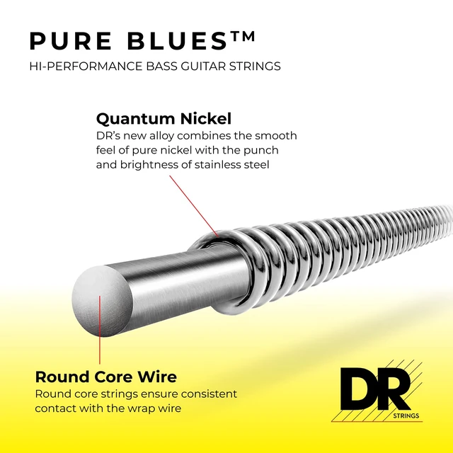 Alt view image 2 of 7 - DR Strings PB-50 Pure Blues Quantum-nickel Bass Guitar Strings - .050-.110 Heavy 4-string