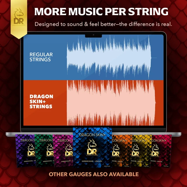 Alt view image 5 of 7 - DR Strings Bass Guitar Strings | DRAGON SKIN+ Coated Stainless Steel | DBSM-45 | Superior Sound with Comfortable Feel & Long Life | Multi-Scale Medium 45-105 (DBSM-45)