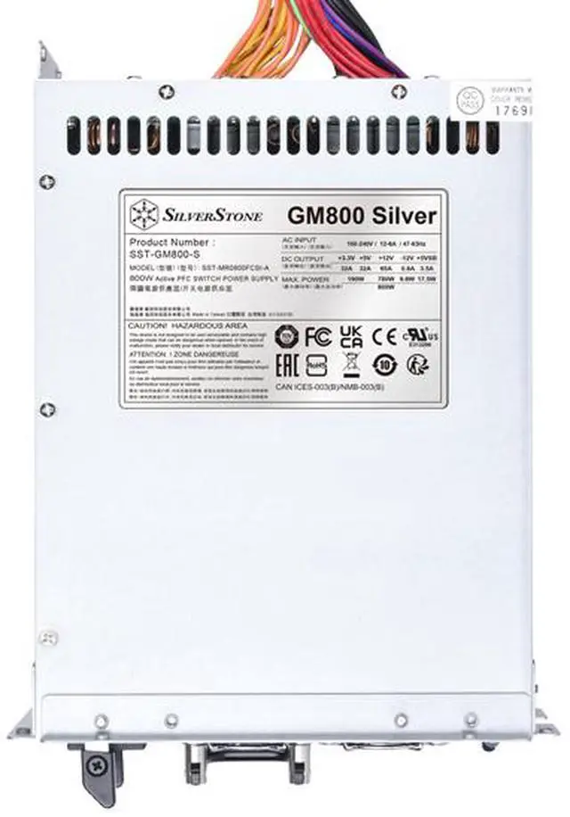 Alt view image 6 of 14 - Silverstone GM800 Silver Cybenetics Silver 800W mini redundant power supply