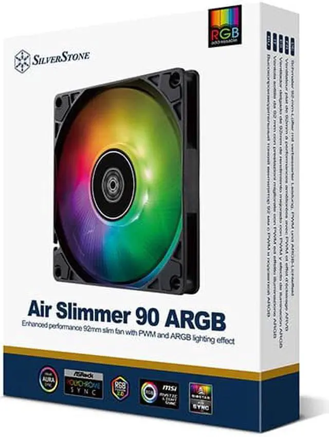 Alt view image 4 of 7 - Silverstone Air Slimmer 90 ARGB Enhanced performance 92mm slim fan with PWM and ARGB lighting effect