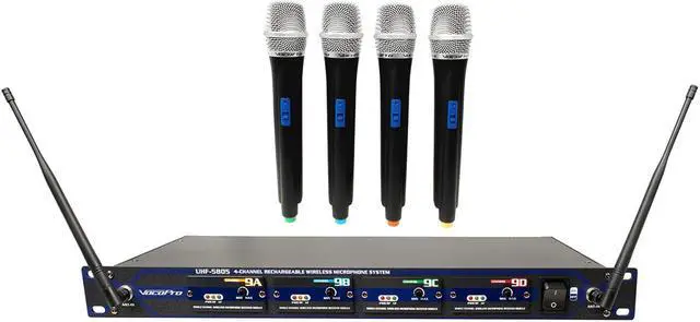 Main image of VocoPro UHF-5805-10 Professional Rechargeable 4 Channel UHF Wireless Mic System