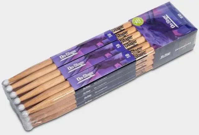 Main image of On Stage Hickory 5B Nylon Tip Drumsticks 12 Pairs