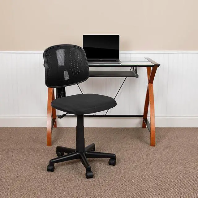 Alt view image 5 of 13 - Flash Fundamentals Mid-Back Black Mesh Swivel Task Office Chair with Pivot Back, BIFMA Certified