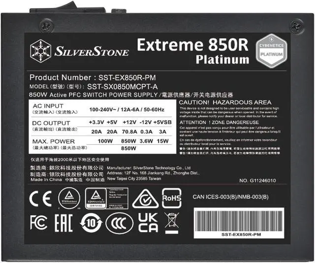Alt view image 7 of 7 - Cybenetics Platinum 850W SFX12V 4.0 & PCIe 5.0 Fully Modular SFX Power Supply
