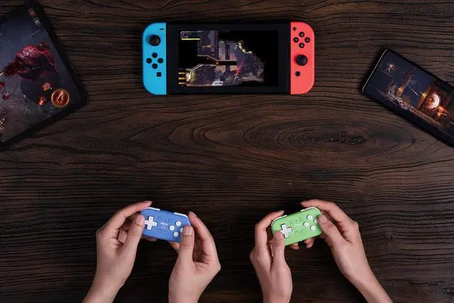 Alt view image 5 of 7 - 8Bitdo Micro Bluetooth Gamepad Pocket-sized Mini Controller for Switch, Android, and Raspberry Pi, Supports Keyboard Mode (Blue)