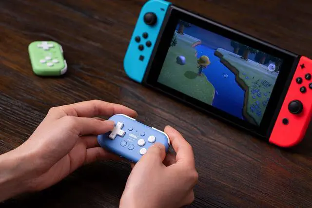 Alt view image 6 of 7 - 8Bitdo Micro Bluetooth Gamepad Pocket-sized Mini Controller for Switch, Android, and Raspberry Pi, Supports Keyboard Mode (Blue)