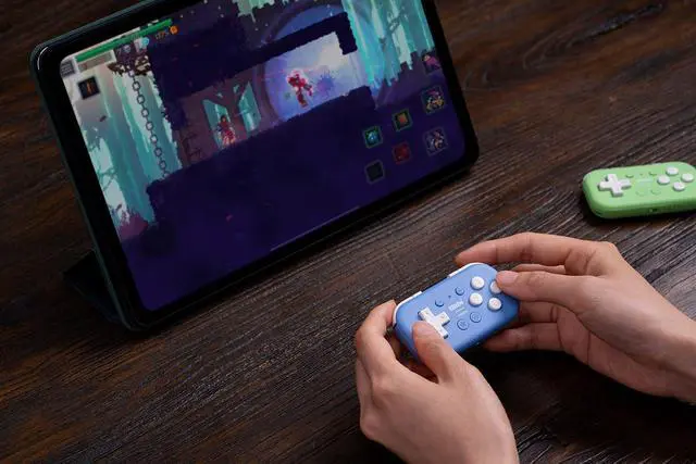 Alt view image 7 of 7 - 8Bitdo Micro Bluetooth Gamepad Pocket-sized Mini Controller for Switch, Android, and Raspberry Pi, Supports Keyboard Mode (Blue)