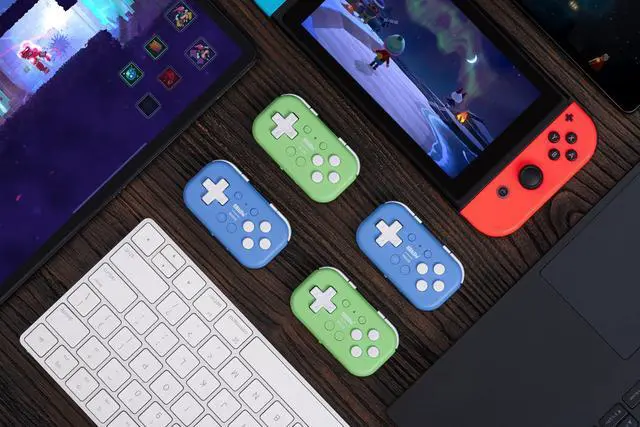 Alt view image 7 of 7 - 8Bitdo Micro Bluetooth Gamepad Pocket-sized Mini Controller for Switch, Android, and Raspberry Pi, Supports Keyboard Mode (Green)