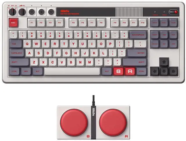 Main image of 8Bitdo Retro Mechanical Keyboard, Bluetooth/2.4G/USB-C Hot Swappable Gaming Keyboard with 87 Keys, Dual Super Programmable Buttons for Windows and Android - N Edition
