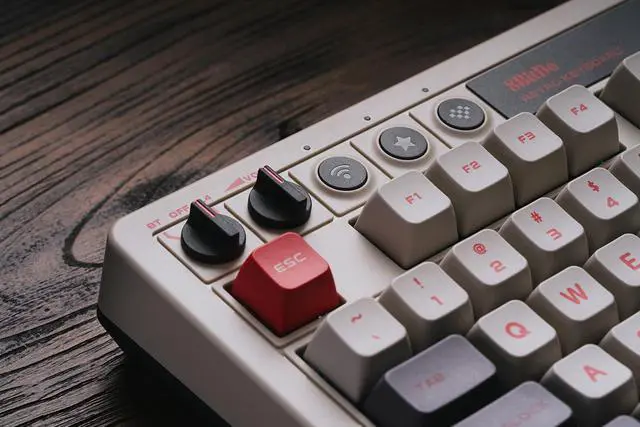 Alt view image 4 of 7 - 8Bitdo Retro Mechanical Keyboard, Bluetooth/2.4G/USB-C Hot Swappable Gaming Keyboard with 87 Keys, Dual Super Programmable Buttons for Windows and Android - N Edition
