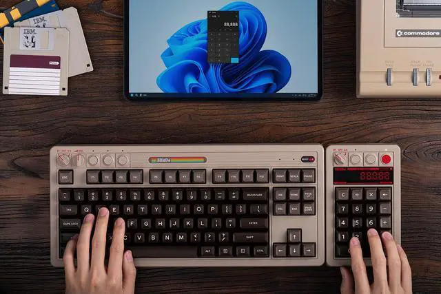 Alt view image 5 of 7 - 8BitDo Retro 18 Mechanical Numpad, Supports Calculator Mode, Bluetooth/2.4G/Wired Numpad for Windows and Android - C64 Edition