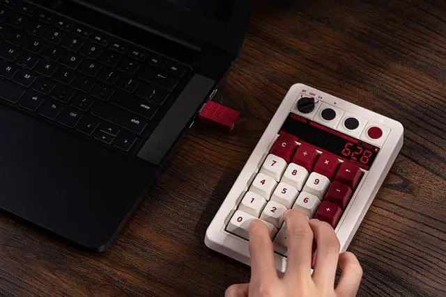 Alt view image 2 of 7 - 8BitDo Retro 18 Mechanical Numpad, Supports Calculator Mode, Bluetooth/2.4G/Wired Numpad for Windows and Android - Fami Edition