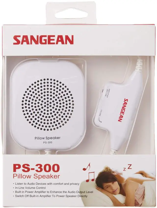 Main image of Sangean PS-300 Pillow Speaker with In-line Volume Control and Amplifier (White)