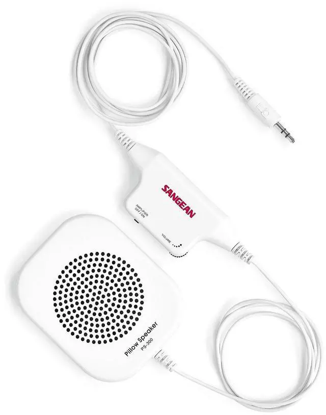 Alt view image 3 of 5 - Sangean PS-300 Pillow Speaker with In-line Volume Control and Amplifier (White)