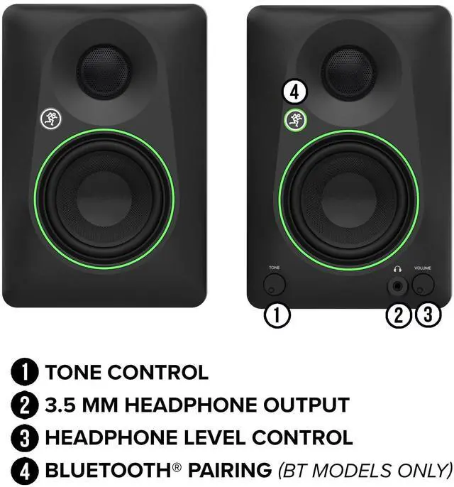Alt view image 5 of 6 - Mackie CR4.5 4.5" Creative Reference Powered Studio Monitors with Tone Knob and Location Switch Active Speakers for Music Production, Desktop Computer, Gaming, HiFi Listening