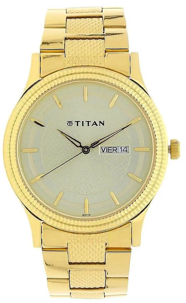 Main image of Titan Analog Champagne Dial Stainless Steel Strap Men's Watch - 1650YM06