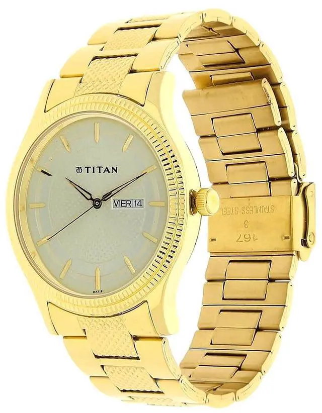 Alt view image 2 of 4 - Titan Analog Champagne Dial Stainless Steel Strap Men's Watch - 1650YM06
