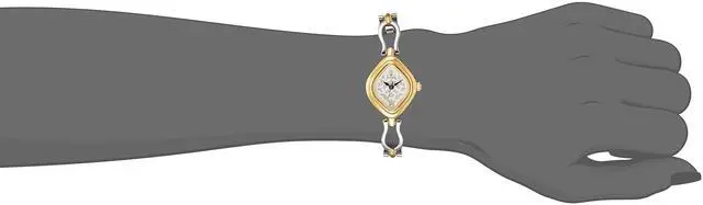 Alt view image 4 of 4 - Titan Women's Diamond-Shaped Watch with Floral Motif Dial, Two-Tone Silver & Gold Strap, Elegant Minimalist Design for Weddings, Occasions & Gifting