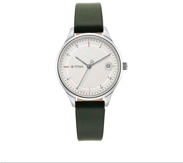 Main image of Titan Women Leather Analog White Dial Watch-Np2649Sl01/Np2649Sl01, Band Color-Green