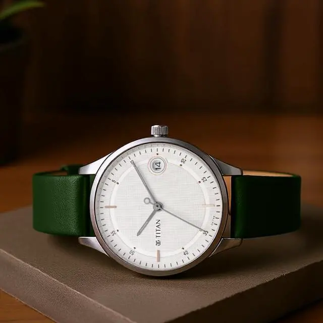 Alt view image 2 of 6 - Titan Women Leather Analog White Dial Watch-Np2649Sl01/Np2649Sl01, Band Color-Green