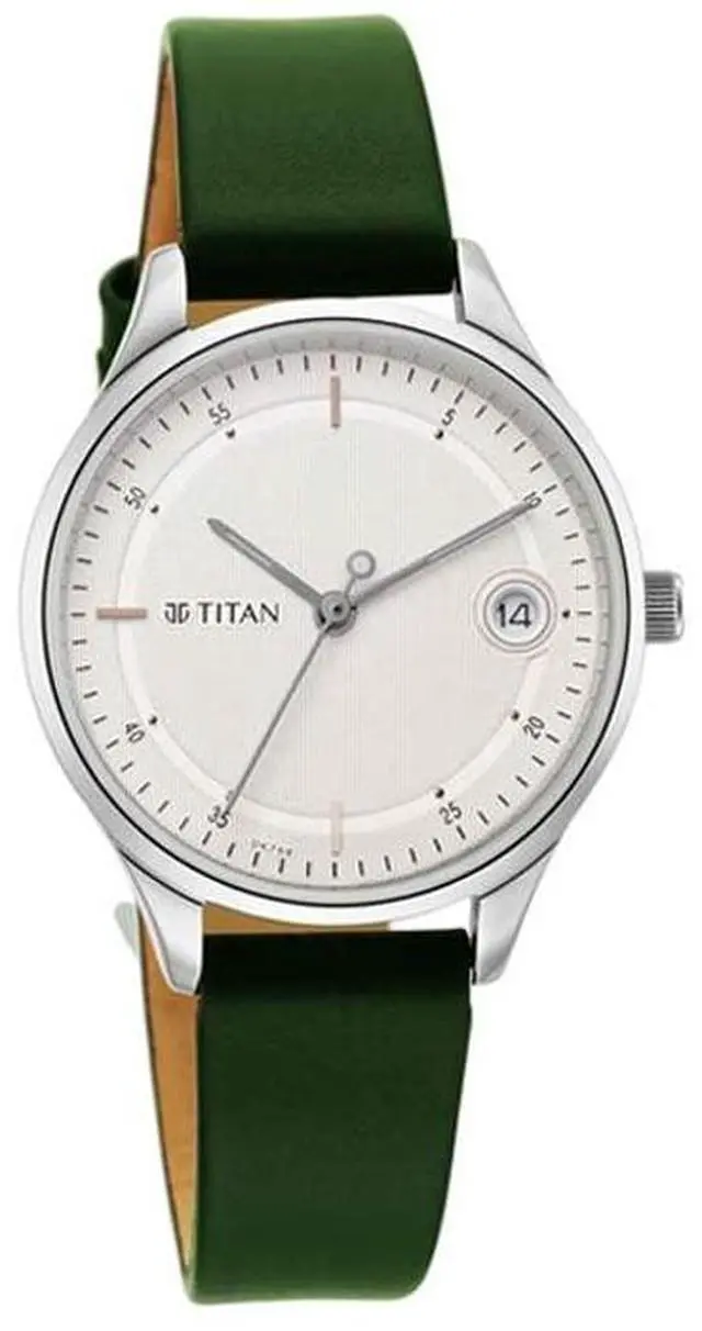 Alt view image 5 of 6 - Titan Women Leather Analog White Dial Watch-Np2649Sl01/Np2649Sl01, Band Color-Green