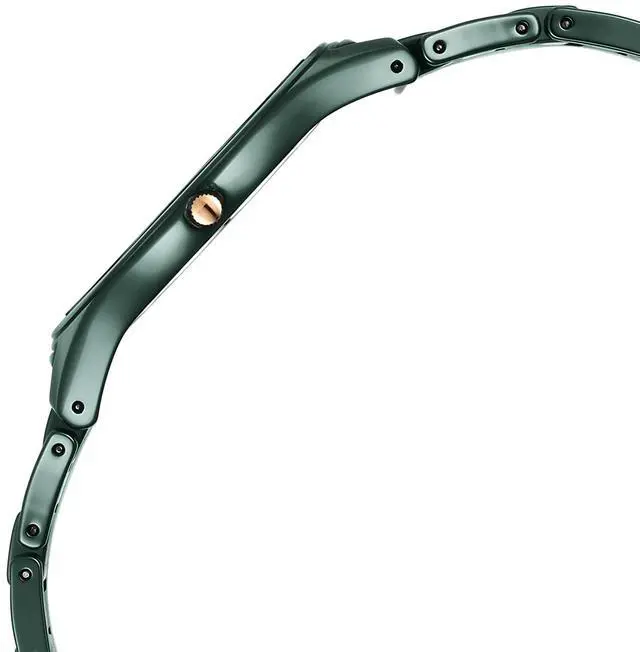 Alt view image 4 of 5 - Edge Titan Ceramic Quartz Analog Ceramic Strap Watch for Women, Green, Minimalist