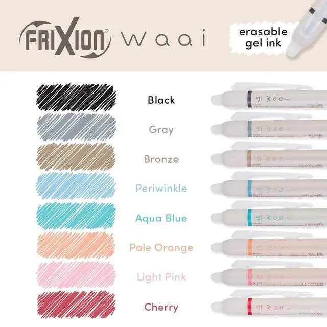Alt view image 2 of 3 - PILOT FriXion Waai Retractable & Refillable Erasable Gel Pens, Extra Fine Point 0.5 mm, Assorted Ink, 8 Count