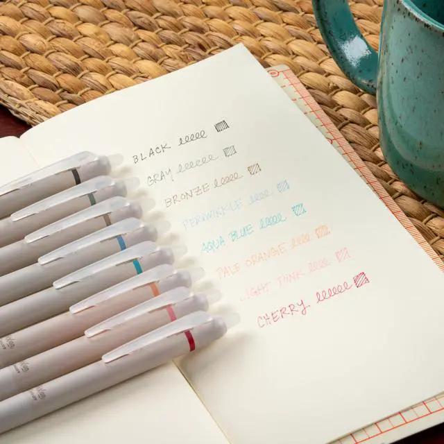 Alt view image 3 of 3 - PILOT FriXion Waai Retractable & Refillable Erasable Gel Pens, Extra Fine Point 0.5 mm, Assorted Ink, 8 Count