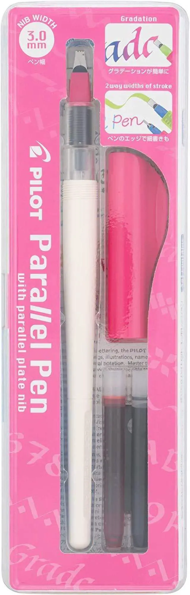 Alt view image 3 of 4 - Pilot Parallel Pen Premium Caligraphy Pen Set, 3.0mm Nib, White Barrel with Pink Accents (14679)