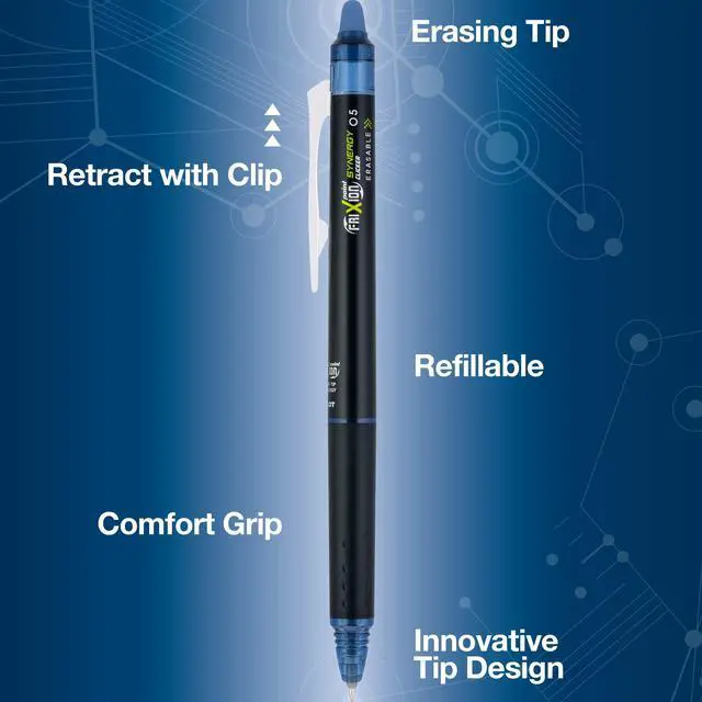 Alt view image 2 of 5 - PILOT Frixion Point Synergy Clicker Retractable & Erasable Gel Ink Pens, 0.5mm Extra Fine Point, Assorted Colors, 3-pack