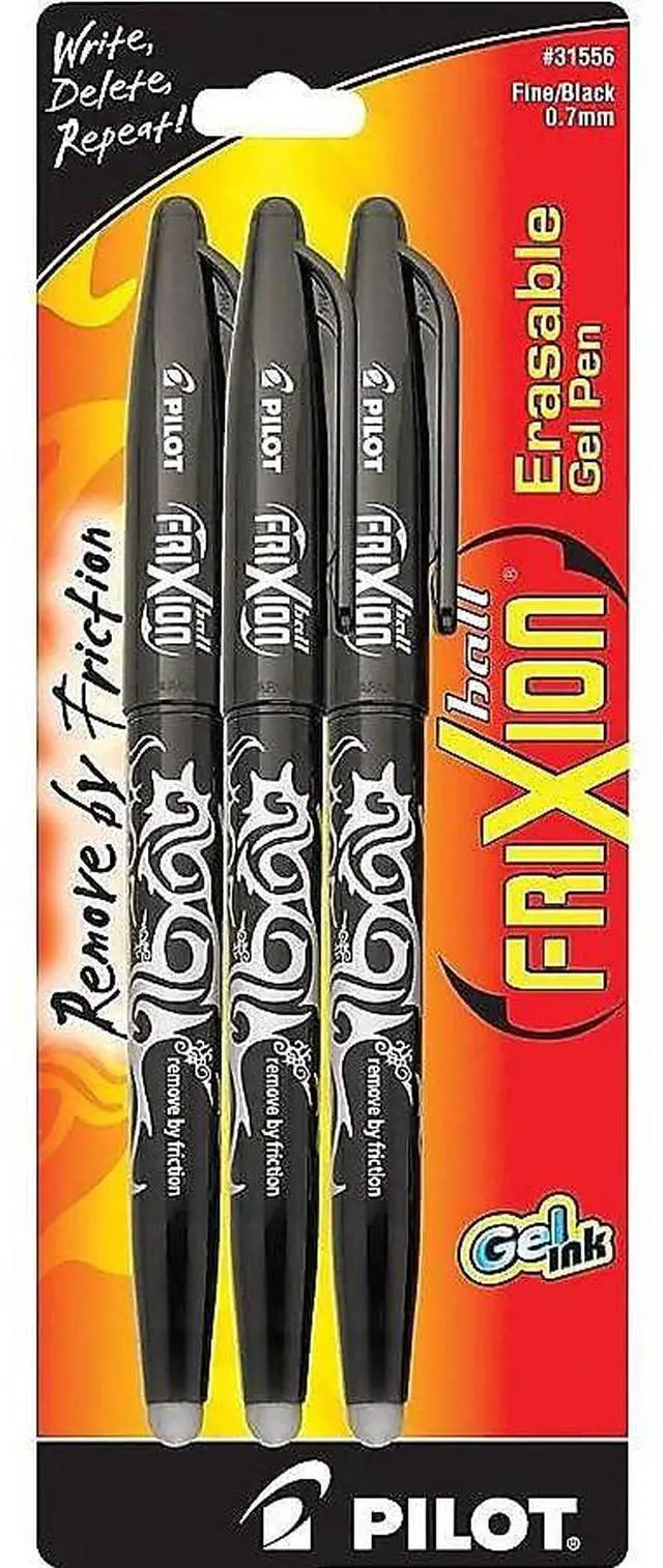 Main image of Pilot, FriXion Ball Erasable & Refillable Gel Ink Pens, Fine Point 0.7 mm, Pack of 3, Black