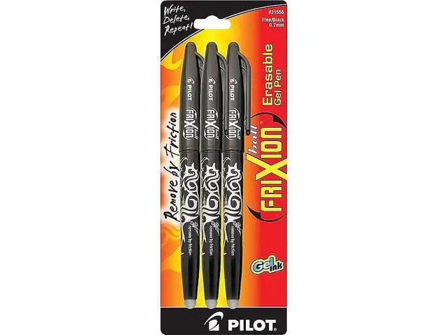 Alt view image 2 of 4 - Pilot, FriXion Ball Erasable & Refillable Gel Ink Pens, Fine Point 0.7 mm, Pack of 3, Black