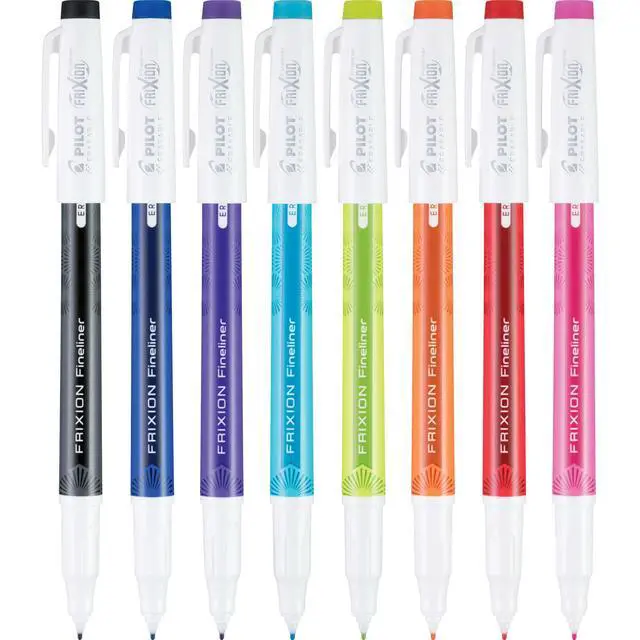 Alt view image 3 of 5 - Pilot FriXion Fineliner Erasable Marker Pens, Fine Point 0.7 mm, Pack of 8, Vivid Colors, Erasable Pens - Ideal for School, Journaling, & Office Writing