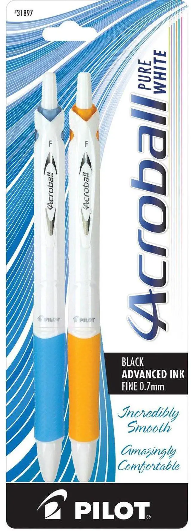 Main image of PILOT Acroball PureWhite Advanced Ink Refillable & Retractable Ball Point Pens with Silver Accents, Fine Point, Black Ink