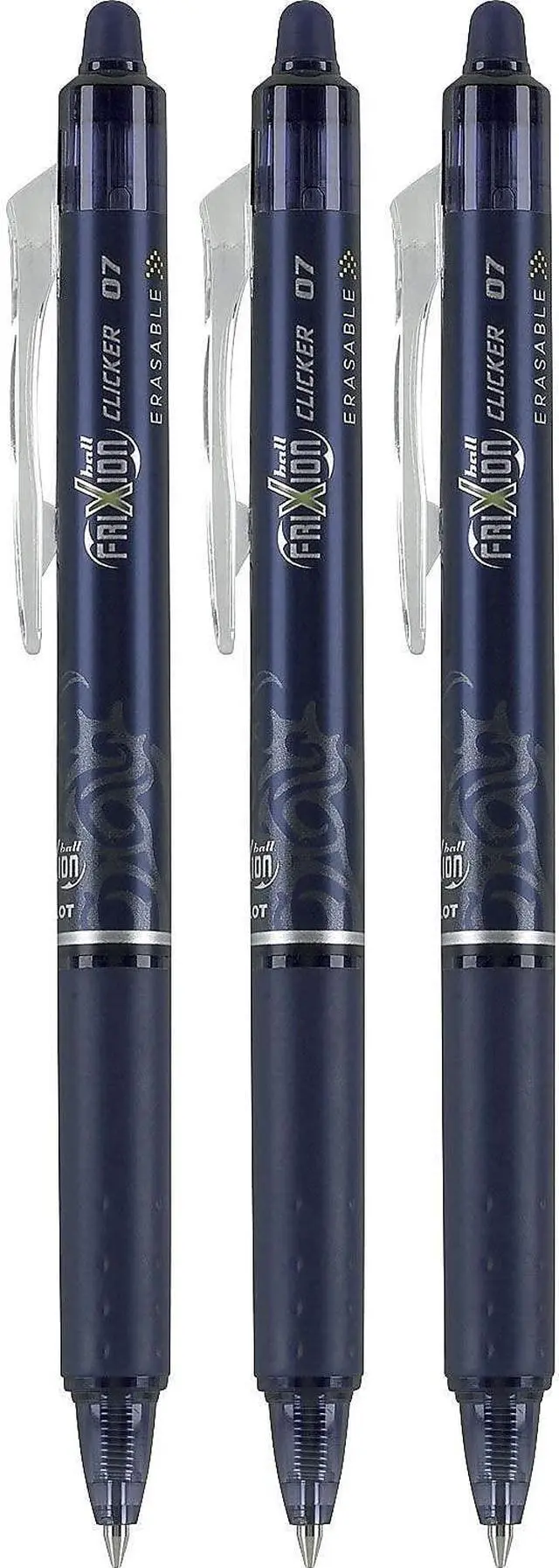 Alt view image 3 of 5 - PILOT FriXion Clicker Erasable Pens, Refillable & Retractable Gel Ink Pens, Fine Point 0.7 mm, Navy Ink, 1-Pack (Pack of 3) - Ideal for School, Journaling, & Office Writing