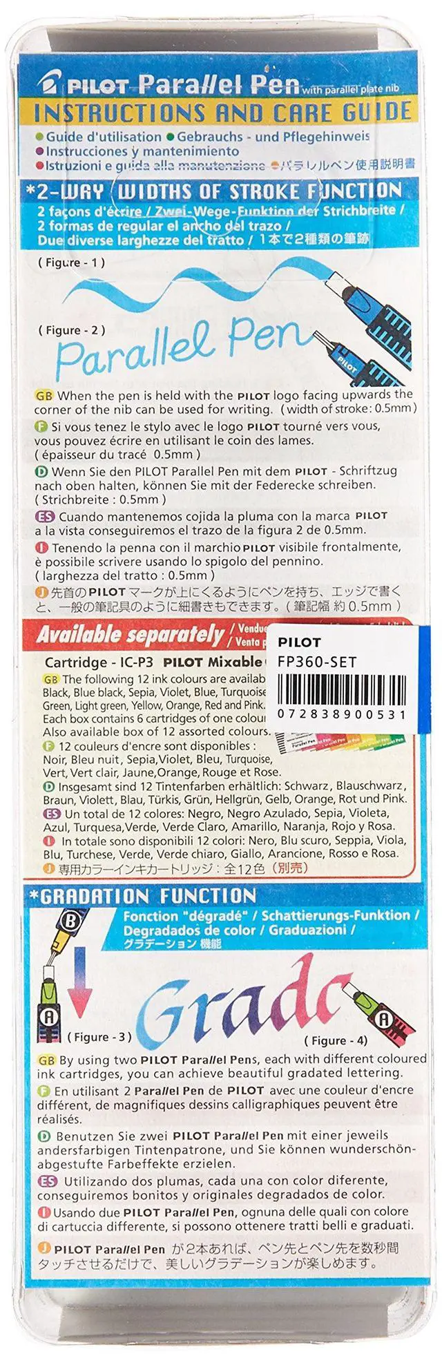 Alt view image 2 of 3 - PILOT Parallel Calligraphy Pen Set, 6.0mm Nib with Black and Red Ink Cartridges (90053)