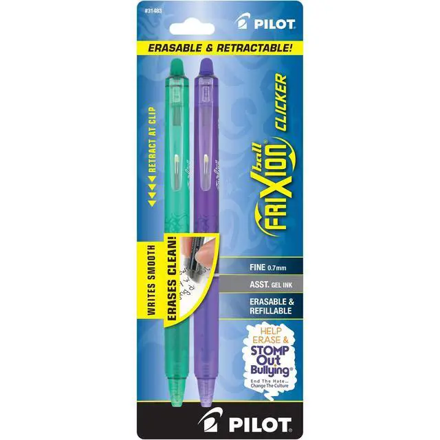 Alt view image 2 of 7 - PILOT FriXion Clicker Erasable, Refillable & Retractable Gel Ink Pens, Fine Point, Assorted Color Inks, 2-Pack (31483)