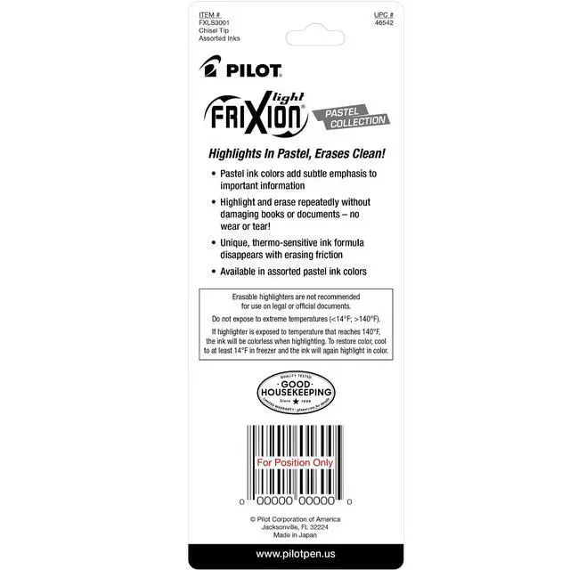 Alt view image 4 of 4 - Pilot, FriXion Light Pastel Erasable Highlighters, Chisel Tip, Pack of 3, Pastel Yellow, Green & Purple