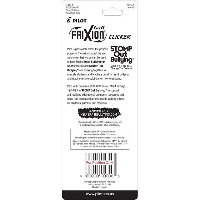Alt view image 5 of 7 - PILOT FriXion Clicker Erasable, Refillable & Retractable Gel Ink Pens, Fine Point, Assorted Color Inks, 2-Pack (31483)