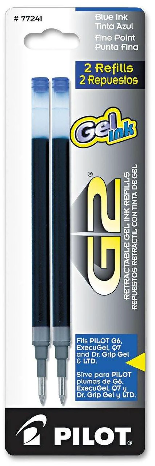 Main image of Pilot, G2 Gel Ink Refills, Fine Point 0.7 mm, Blue, Pack of 2