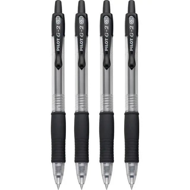 Alt view image 3 of 7 - Pilot G2 Premium Refillable and Retractable Rolling Ball Gel Pens, Ultra Fine Point, Gel Ink Pens, 0.38mm, Black Ink, 4-Pack
