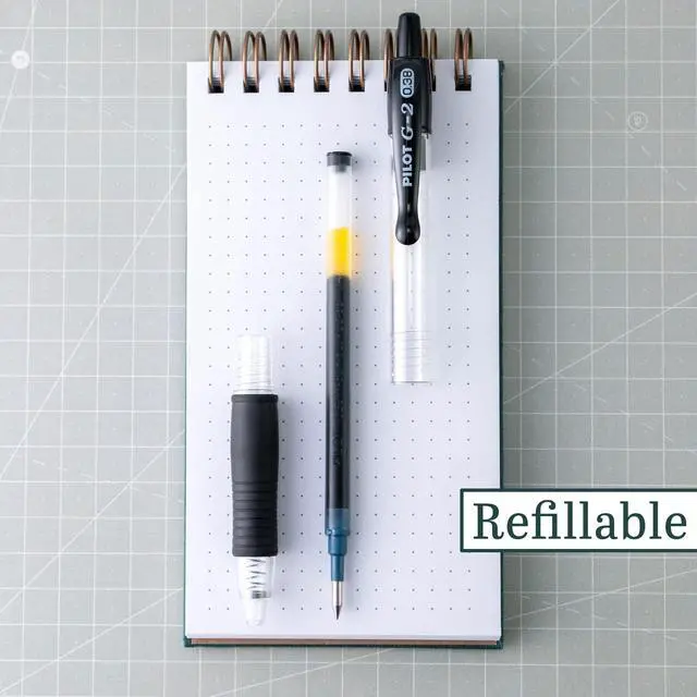 Alt view image 4 of 7 - Pilot G2 Premium Refillable and Retractable Rolling Ball Gel Pens, Ultra Fine Point, Gel Ink Pens, 0.38mm, Black Ink, 4-Pack